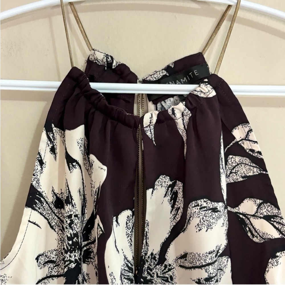 Dynamite Plum & Cream Halter Cocktail Mini Dress – Size XS Like New - Picture 4 of 12